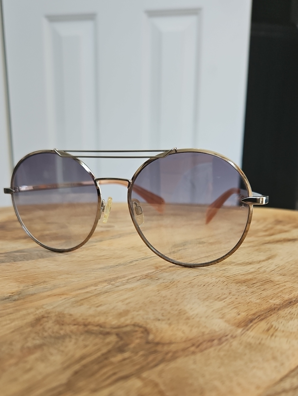 Rag And Bone Gold Frame Gradient Lens Sunglasses - Stylish Double Bridge